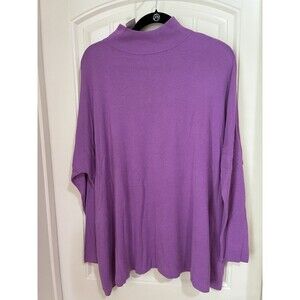 Lou & Grey Mock Neck Drop Sleeve PURPLE Sweater Women's LARGE Oversized NWT